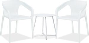 Homestyle4u set di mobili da giardino 3 pezzi mobili da balcone in plastica bianco tavolo e 2 sedie