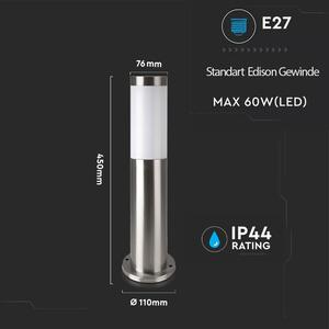 Lampada da giardino con alloggiamento in acciaio inox IP44 attacco E27 nichel satinato 45CM