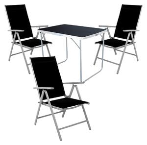 Set da campeggio da 4 pezzi: tavolo da campeggio + 3 sedie pieghevoli