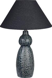 BELIANI Lampada da tavolo base in Vetroceramica blu scuro paralume in tessuto nero lampada da comodino