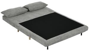 Divano letto HOMCOM, letto pieghevole con funzione letto, cuscini per lo schienale, effetto velluto, grigio
