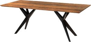 MASSIVMOEBEL24 | Tavolo da pranzo in legno di acacia e resina epossidica nera160x90x76 laccato natur / gambe a stella antracite lucido EPOXY