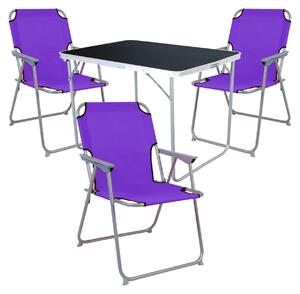 Set da campeggio da 4 pezzi: tavolo da campeggio + 3 sedie pieghevoli