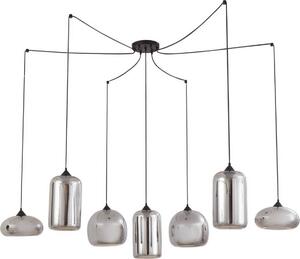 Lindby lampada a sospensione Marla, 7 luci, vetro, grigio fumo, 128 cm