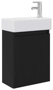 Mobile bagno con rubinetto Nero 45,5 x 22,5 x 84 cm