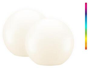 Goobay 80204 Set da 2 lampade decorative a LED solari a forma di sfera, 20 cm, taglia M, RGBW - Lampada solare da esterno con colori RGB e 10 modalità di illuminazione, 10 lm di luce bianca, IP44 per uso esterno