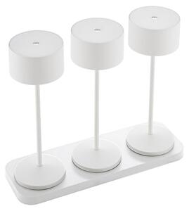 Lampada da tavolo a batteria Veluna, 245 mm, bianco neve, set da 3 pezzi. Il set include 3 lampade e un caricabatterie multiplo per 3 dispositivi