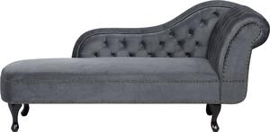 BELIANI poltrona reclinabile in velluto grigio imbottita Con vera trapuntatura, borchie decorative e gambe nere in stile retrò