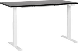 BELIANI Scrivania regolabile in altezza piano nero con struttura in acciaio 160 x 72 cm regolazione elettrica in altezza ufficio moderno