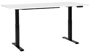 BELIANI Scrivania regolabile in altezza piano bianco struttura in acciaio nero 180 x 80 cm regolazione elettrica in altezza ufficio moderno