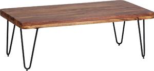 Tavolino BAGLI in legno massello Sheesham larghezza 115 cm Tavolino da salotto Design Gambe in metallo Stile country Tavolino da salotto