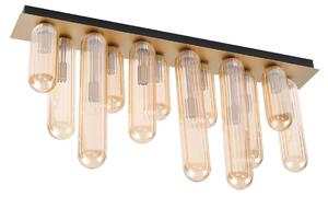 Lucande plafoniera Freylin, 12 luci, ambra, vetro, 6 cm