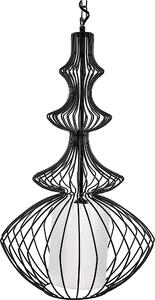 BELIANI Lampada a sospensione con paralume in metallo nero e griglia. Vista della lampadina. Design a cascata. Aspetto industriale