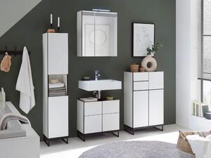 Set di mobili da bagno VENEZIA 60 cm bianco opaco Armadio alto Armadio a specchio Wbu Set di mobili alti 1