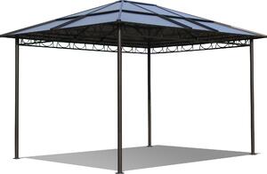 Gazebo da giardino in metallo con tetto rigido 3x3,6 m, pannelli a doppia parete in policarbonato, tetto impermeabile