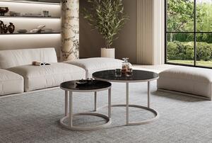 Tavolino rotondo CIRI 2in1 Cashmere / Vetro Nero
