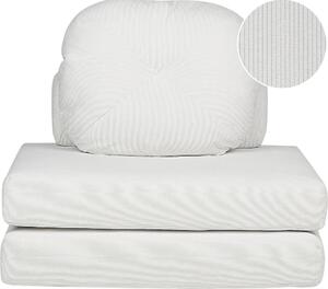 DIVANO DA TERRA BELIANI, bianco, in tessuto corduroy, 1 posto, con funzione letto. Estensibile, con cuscini. Design moderno, ideale per soggiorno, camera da letto, cameretta o stanza degli ospiti