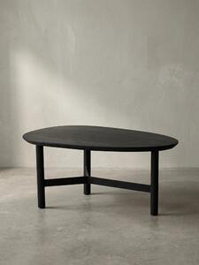 Tavolino da salotto 86x50x37 cm in legno massello di mango / metallo nero Tavolino da salotto, tavolino da salotto di design a forma di rene, tavolino da caffè a tre gambe Salotto moderno
