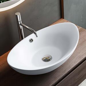 Mai & Mai Lavabo ovale da appoggio in ceramica 59x38 cm bianco opaco Lavabo con nano rivestimento Br818