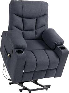 Poltrona reclinabile Andover, elettrica, con funzione di sollevamento e portabicchieri | Colore: grigio | Materiale: tessuto