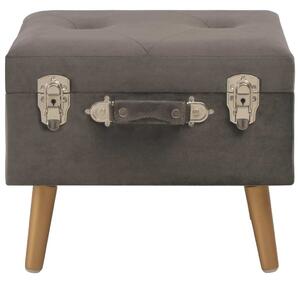 Sgabello con Contenitore 40 cm in Velluto Grigio