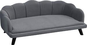 Divano per cani D04-153CG, con schienale, con gambe in legno, morbido, grigio scuro, 98,5 x 60,5 x 35,5 cm
