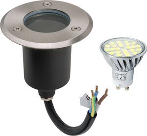 Lampada da terra a LED, faretto da terra, in acciaio inossidabile, rotonda, con lampadina LED da 4 W, luce bianco caldo, portata 2000 kg, IP67