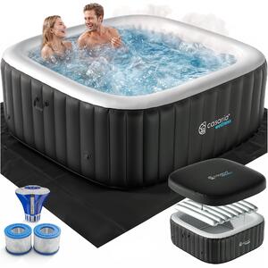 CASARIA Piscina Idromassaggio Gonfiabile Quadrata 178 x 178 cm 6 Persone Vasca SPA Esterna Interna 140 Getti Protezione Antigelo con Filtro Accessori