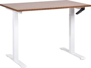 BELIANI Scrivania regolabile in altezza legno scuro struttura in acciaio bianco 120 x 72 cm regolazione manuale dell'altezza scrivania moderna per ufficio