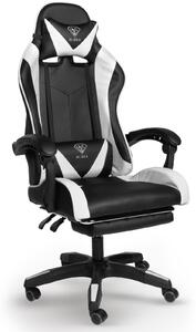 Poltrona direzionale, sedia da ufficio, sedia da gaming, sedia da ufficio sportiva, colore: nero/bianco