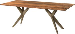 MASSIVMOEBEL24 | Tavolo da pranzo in legno di acacia e resina epossidica nera 200x100x76 laccato natur / gambe a stella antracite matt EPOXY