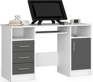 Scrivania per PC AKORD ANA Bianco con frontale grigio grafite L124 x H74 x P52 cm