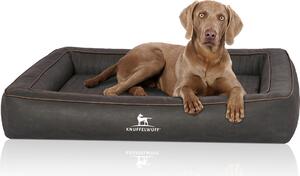 Cuccia ortopedica per cani Knuffelwuff in Pelle finta trapuntata al laser Montego 120 x 100 cm nero