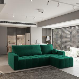 Divano angolare Masseno VOLIRA con funzione letto a L, divano con box letto, divano da salotto, divano, divano letto, set di divani - verde, KRONOS 19