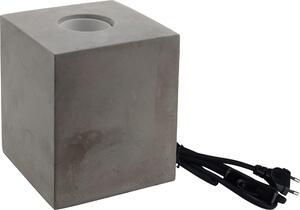 Lampada da tavolo LUXULA, CUBE, metallo, E27, effetto cemento, cavo tessile con interruttore