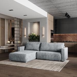 Divano angolare Masseno TURIN P con funzione letto a L, divano con box letto, divano da salotto, divano, divano, divano letto, set di divani - grigio chiaro, POSO 55