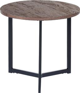 BELIANI Tavolino in legno scuro piano rotondo gambe nere design moderno industriale soggiorno camera da letto