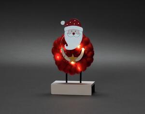 Konstsmide Sagoma LED in legno "Babbo Natale con cotone", rosso, timer 6H, 6 diodi bianco caldo, a batteria, per interni, batteria: 2 x AA 1,5V (escl.) - 3267-550