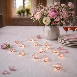 Catena luminosa a LED con cuori - 12 cuori rosa - Lunghezza: 1,65 m - Alimentazione a batteria - Timer integrato