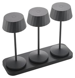 Lampada da tavolo a batteria Facetta, set da 3, colore nero, 1,3W, tecnologia FlexMood, temperatura di colore 2200/2700K, grado di protezione IP44, luminosità 150/135 lumen, indice di resa cromatica Ra80, connettività USB-C