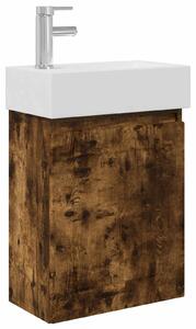 Mobile bagno con rubinetto Rovere Fumo 45,5 x 25,5 x 84 cm