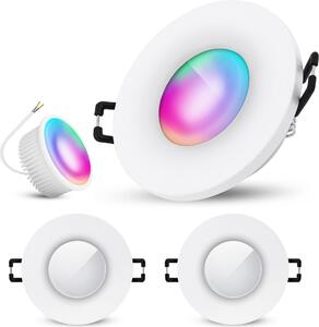 SSC-LUXon 3x BEDA faretto da incasso per bagno IP65 piatto dimmerabile Smart incl. WiFi Lampada LED (tonalità RGB e bianco) - Spot compatibile con Alexa, Siri e Google
