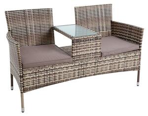 Panchina da giardino in polyrattan Panchina a 2 posti Mobili da giardino Mobili da balcone Beige-marrone