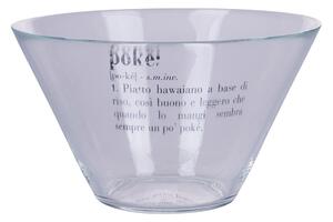 Insalatiera ciotola in vetro trasparente decorato con scritte pokè bowl Victionary
