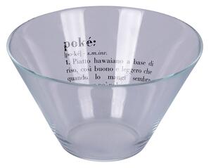 Insalatiera ciotola in vetro trasparente decorato con scritte pokè bowl Victionary
