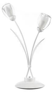 ANTRON LAMPADA DA TAVOLO CLASSICA 2 LUCI IN METALLO BIANCO CON DIFFUSORI IN VETRO LAMPADINE ATTACCO E14