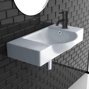 Lavabo Alpenberger Lavabo da bagno 55 cm di larghezza Angolare Ovale | Lavabo piccolo Lavabo piccolo WC ospiti e bagno | Lavabo sospeso per lavabi | Lavabo ospiti Lavabo stretto Lavabo mini