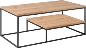 Tavolino THORE 2 in rovere, legno massiccio, struttura in metallo, (LxHxP) 110x42x60 cm
