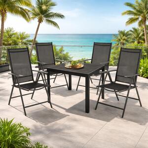 Set da giardino 5 pezzi Mobili da giardino L90xP90cm Outdoor Alluminio Schienale alto