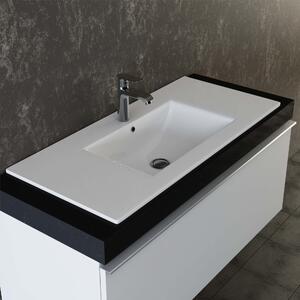 Lavabo da incasso in Vetroceramica VILSTEIN, 100 cm, bianco, con troppopieno, lavabo da incasso, lavabo da appoggio